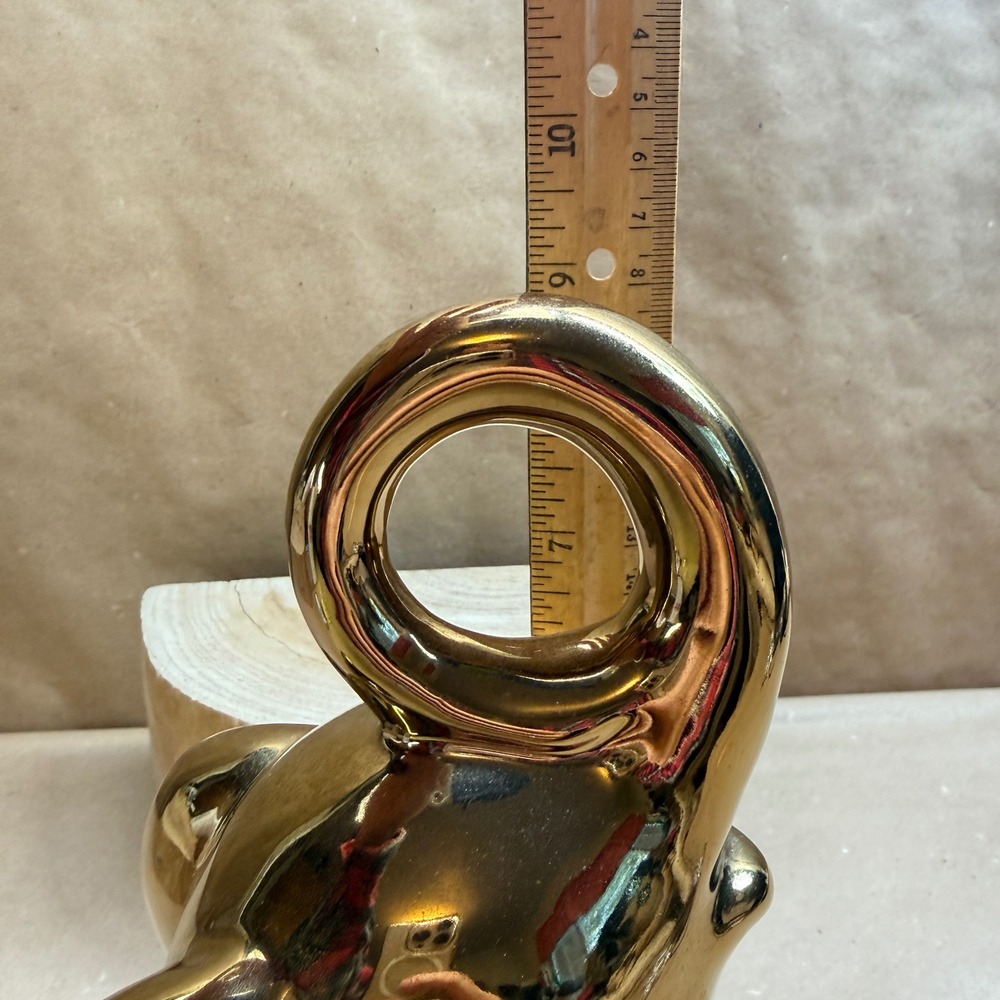 Three Hands Corp Gold Ceramic Elephant Figurine Trunk Up Lucky Decor 66938 - Picture 7 of 7